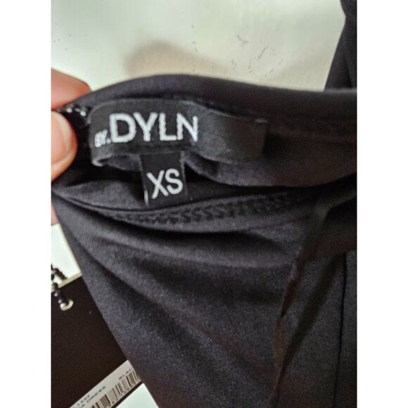 Dyln Black Aida Bodycon Deep V Halter Top Key Hole Front Cutouts Mini Dress XS - Picture 8 of 12